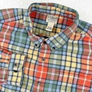 LL BEAN Flannel Shirt Mens 2XL XXL Traditional Fit Scotch Plaid Colorful Casual